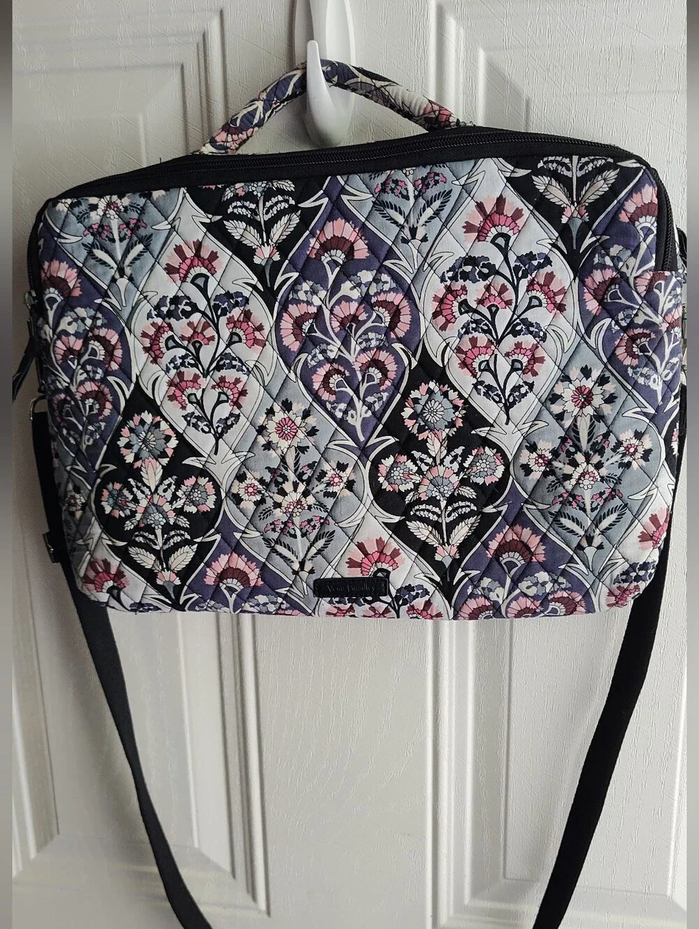 Vera Bradley Quilted Laptop Bag in Black, Pink, Purple.